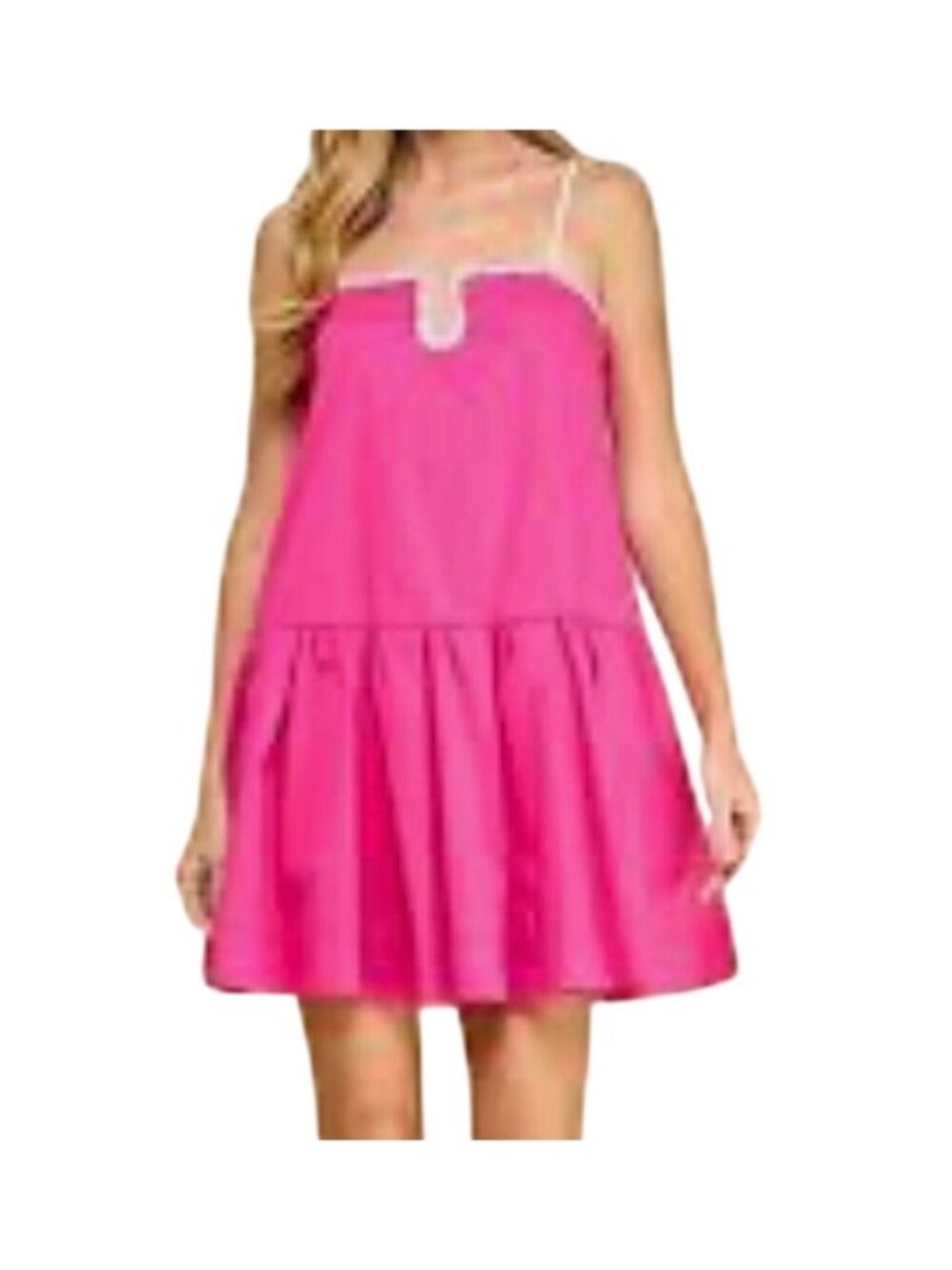 Colorful Tank Mini Dress Pink S Feminine Festival Summer Resort Preppy Flowy Art